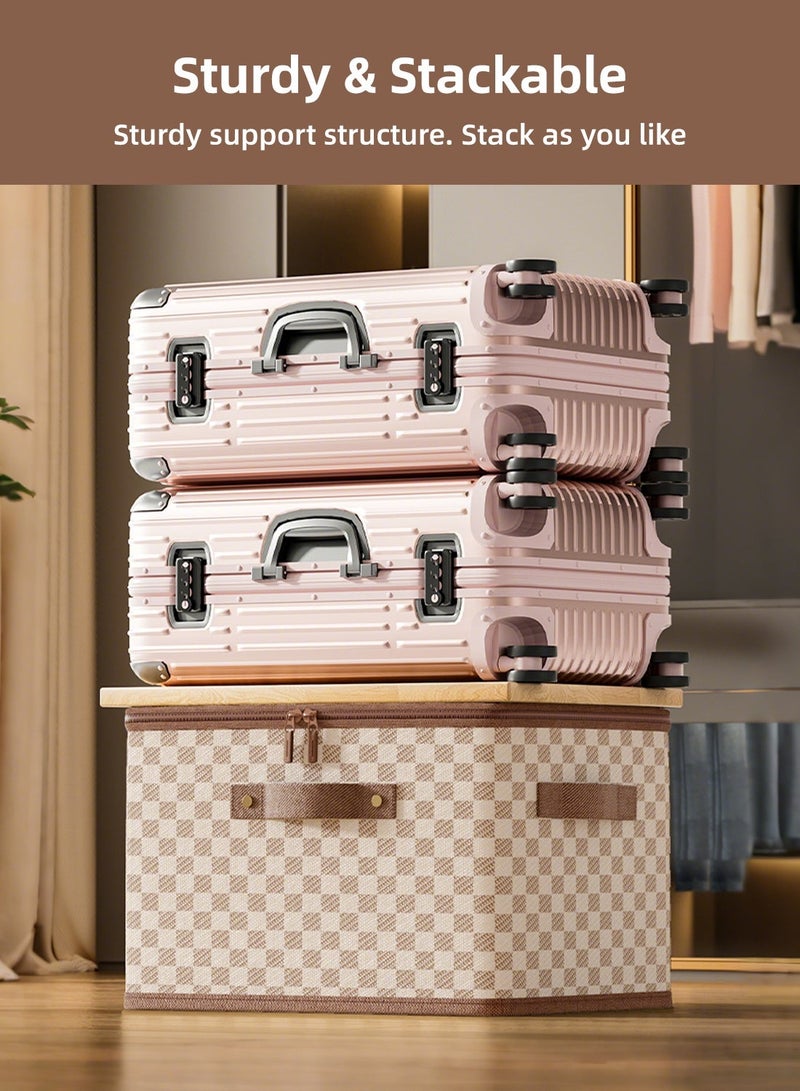 4 صناديق تخزين مع أغطية (8 لتر و 25 لتر)، منظم ملابس قابل للطي مع مقابض، صناديق تخزين قابلة للغسل مع سحابات، منظم خزانة ملابس كبير السعة للملابس والألعاب والإكسسوارات، منظمات خزانة قابلة لإعادة الاستخدام وصناديق تخزين موفرة للمساحة - Image 3